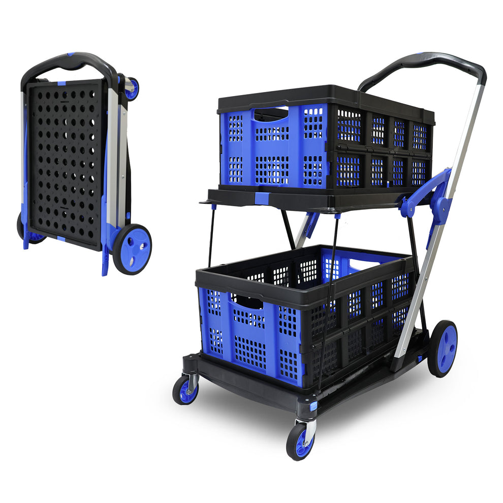 Heavy Duty Foldable Shopping Cart Utility Trolley Multiple Uses Cart W ...