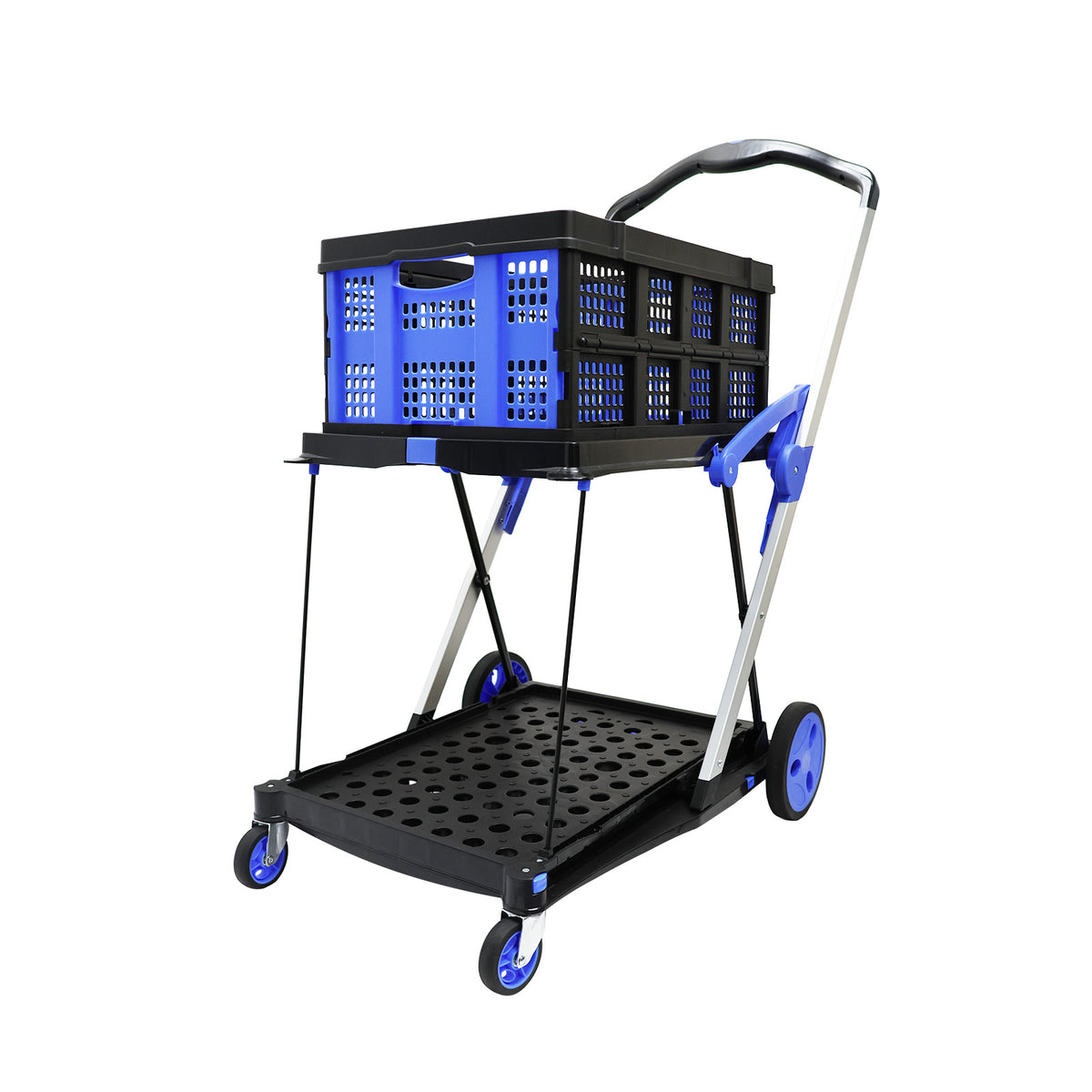 Heavy Duty Foldable Shopping Cart Utility Trolley Multiple Uses Cart W ...