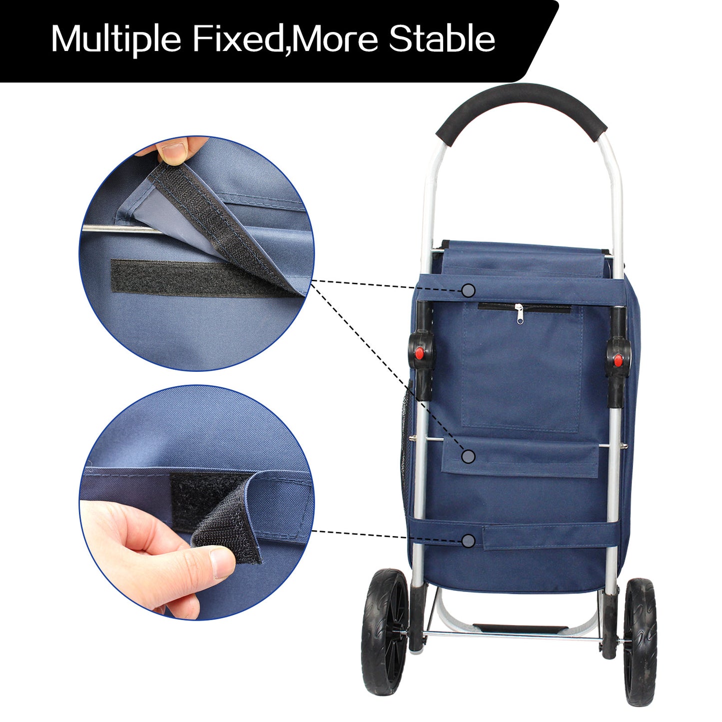 Shopping Trolley Foldable Shopping Grocery Cart with Cooler Bag